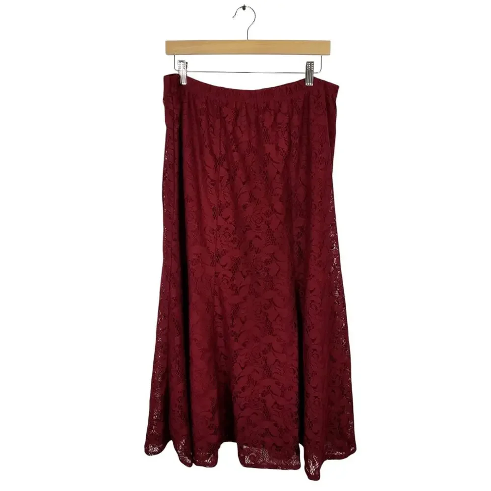 Antthony Original 2 Piece Set Skirt Long Sleeve Stretch Knit Top Red Size XL